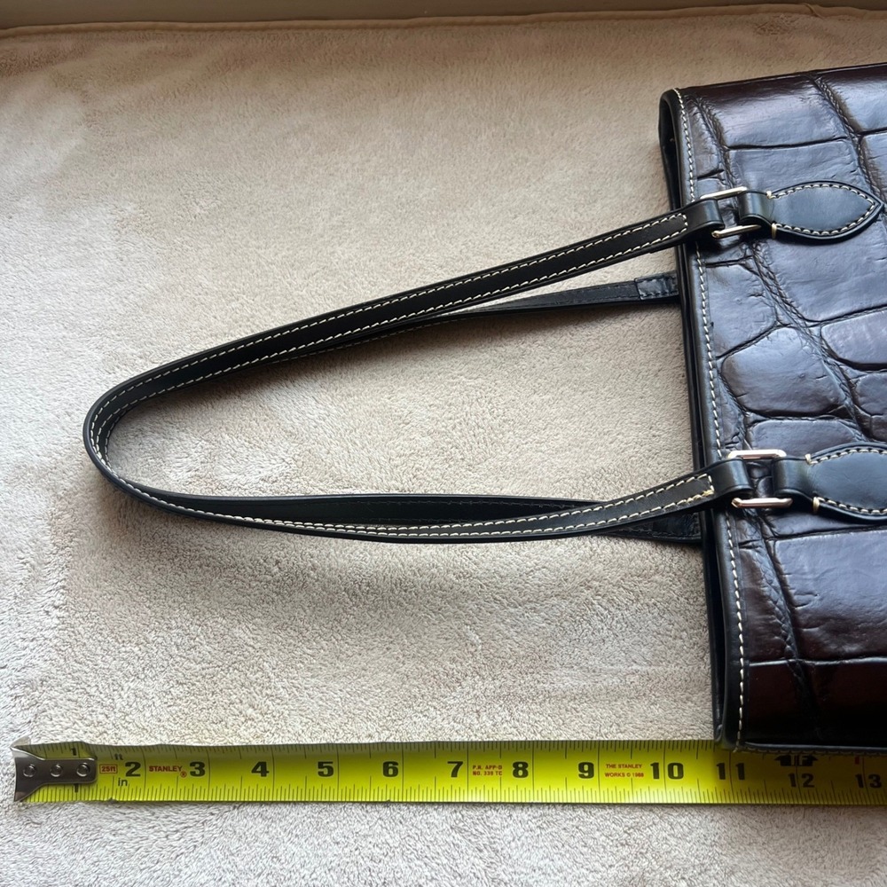 Dooney‎ & Bourke Denison Brielle Espresso Croc Embossed Leather Tote Black Trim - Picture 16 of 16